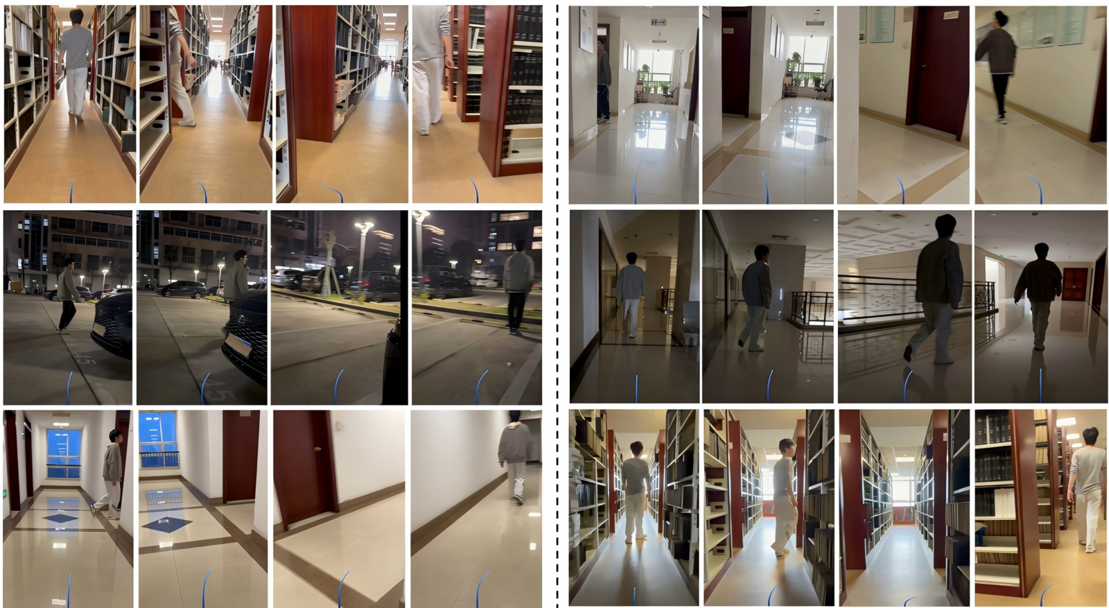 Qualitative real-world tracking results in several different environments.